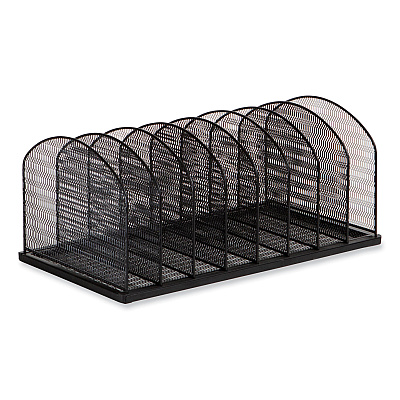 Safco Onyx Mesh Desk Organizer, Eight Upright Sections, Letter to Legal Size Files, 19.25 x 10.87 x 8.5, Black (SAF3212BLKD)