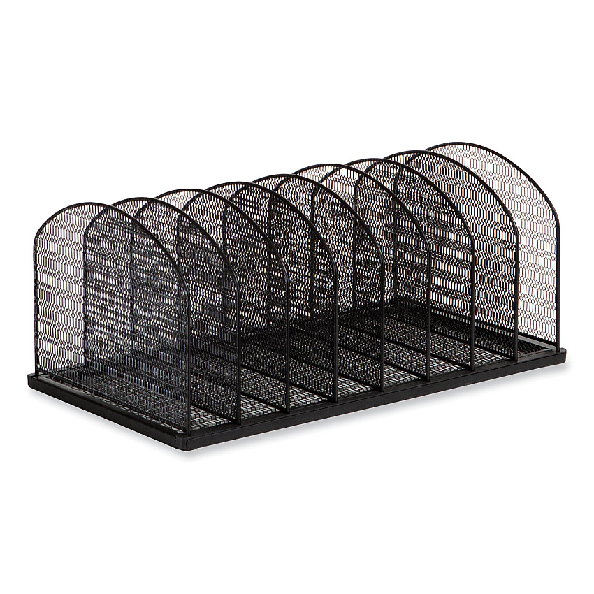 Safco Onyx Mesh Desk Organizer, Eight Upright Sections, Letter to Legal Size Files, 19.25 x 10.87 x 8.5, Black (SAF3212BLKD)