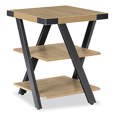 Safco End Table, Square, 20 x 20 x 25, Sand Dune Top, Black Base (SAFMRETSDD)
