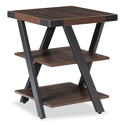 Safco End Table, Square, 20 x 20 x 25, Southern Tobacco Top, Black Base (SAFMRETSTO)