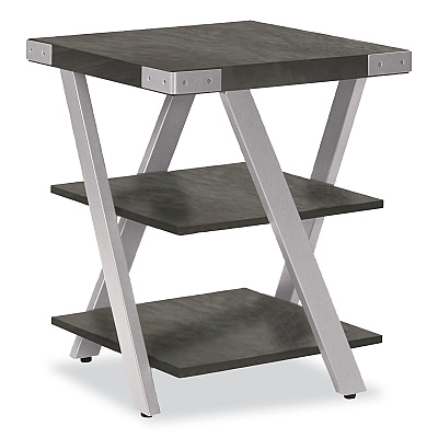 Safco End Table, Square, 20 x 20 x 25, Stone Gray Top, Silver Base (SAFMRETSGY)