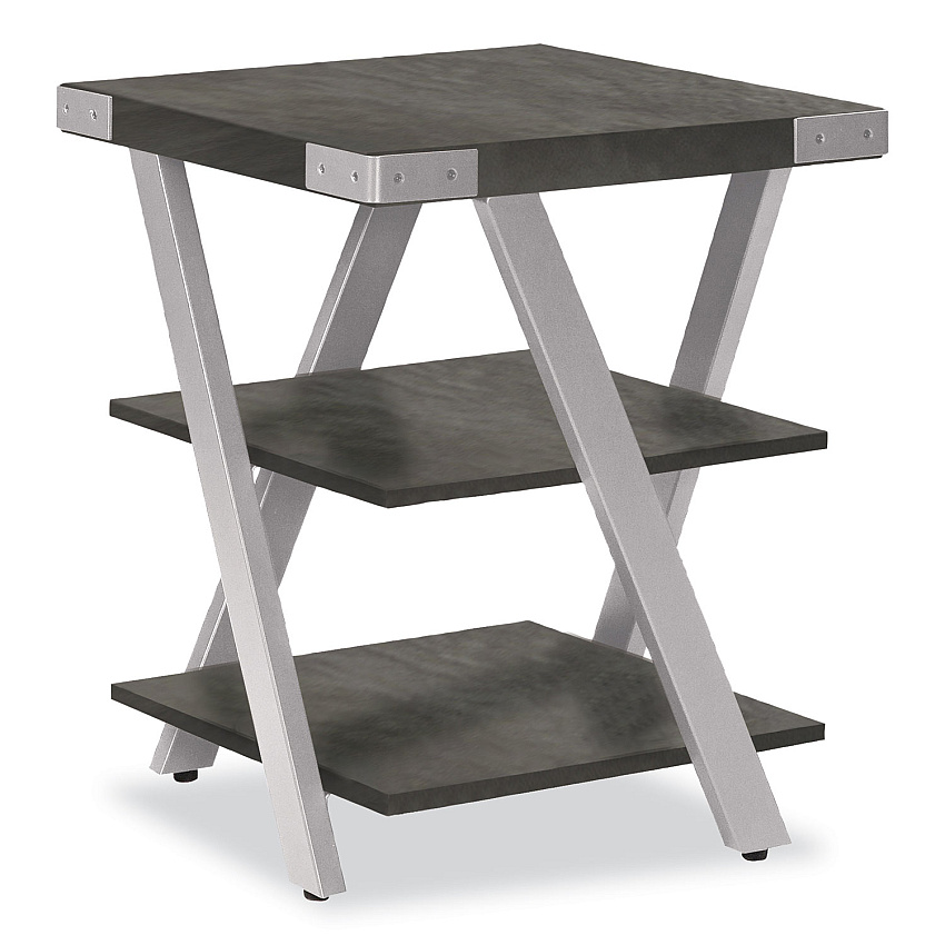 Safco End Table, Square, 20 x 20 x 25, Stone Gray Top, Silver Base (SAFMRETSGY)