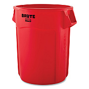 Rubbermaid Commercial Vented Round Brute Container, 55 gal, Plastic, Red, 3/Carton (FG265500RED)