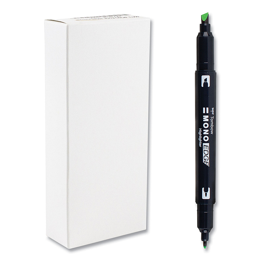 Tombow Mono Highlighters, Yellow Green Ink, Bullet/Chisel Tip, Yellow Green Barrel, 10/Box (TOM56415)