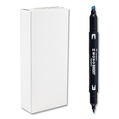 Tombow Mono Highlighters, Skyblue Ink, Bullet/Chisel Tip, Skyblue Barrel, 10/Box (TOM56413)