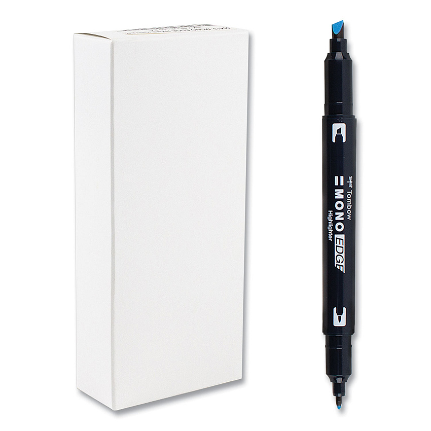 Tombow Mono Highlighters, Skyblue Ink, Bullet/Chisel Tip, Skyblue Barrel, 10/Box (TOM56413)