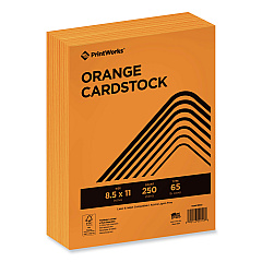 Printworks Color Cardstock, 65 lb Cover Weight, 8.5 x 11, Orange, 250/Ream (PRB00116)