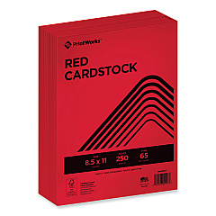 Printworks Color Cardstock, 65 lb Cover Weight, 8.5 x 11, Red, 250/Ream (PRB00117)