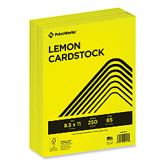 Printworks Color Cardstock, 65 lb Cover Weight, 8.5 x 11, Lemon Yellow, 250/Ream (PRB00113)