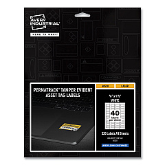 Avery PermaTrack Tamper-Evident Asset Tag Labels, Laser Printers, 0.75 x 1.5, White, 40/Sheet, 8 Sheets/Pack (AVE60528)
