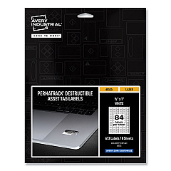 Avery PermaTrack Destructible Asset Tag Labels, Laser Printers, 0.5 x 1, White, 84/Sheet, 8 Sheets/Pack (AVE60535)
