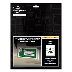 Avery PermaTrack Tamper-Evident Asset Tag Labels, Laser Printers, 2 x 3.75, White, 8/Sheet, 8 Sheets/Pack (AVE60538)