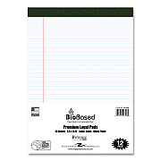 Roaring Spring USDA Certified Bio-Preferred Legal Pad, Wide/Legal Rule, 40 White 8.5 x 11.75 Sheets, 12/Pack (ROA24326)