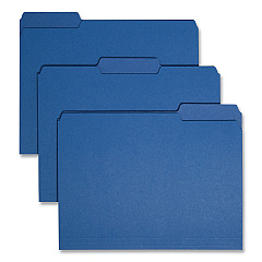 Smead Interior File Folders, 1/3-Cut Tabs: Assorted, Letter Size, 0.75" Expansion, Navy Blue, 100/Box (SMD10279)