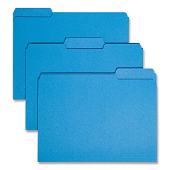 Smead Interior File Folders, 1/3-Cut Tabs: Assorted, Letter Size, 0.75" Expansion, Sky Blue, 100/Box (SMD10287)