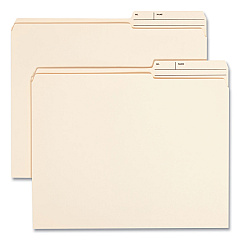 Smead Reinforced Guide Height File Folders, 2/5-Cut Printed Tabs: Right Position, Letter Size, 0.75" Expansion, Manila, 100/Box (SMD10388)