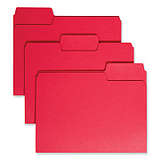 Smead SuperTab Colored File Folders, 1/3-Cut Tabs: Assorted, Letter Size, 0.75" Expansion, 11-pt Stock, Red, 100/Box (SMD11983)