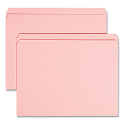 Smead Reinforced Top Tab Colored File Folders, Straight Tabs, Letter Size, 0.75" Expansion, Pink, 100/Box (SMD12610)