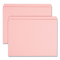 Smead Reinforced Top Tab Colored File Folders, Straight Tabs, Letter Size, 0.75" Expansion, Pink, 100/Box (SMD12610)