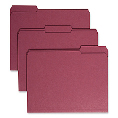 Smead Reinforced Top Tab Colored File Folders, 1/3-Cut Tabs: Assorted, Letter Size, 0.75" Expansion, Maroon, 100/Box (SMD13084)