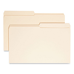 Smead Reinforced Tab Manila File Folders, 1/2-Cut Tabs: Assorted, Legal Size, 0.75" Expansion, 11-pt Manila, 100/Box (SMD15326)