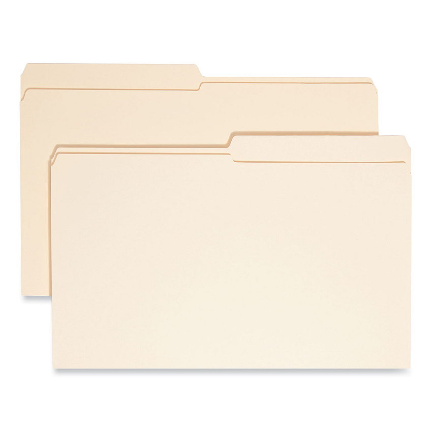 Smead Reinforced Tab Manila File Folders, 1/2-Cut Tabs: Assorted, Legal Size, 0.75" Expansion, 11-pt Manila, 100/Box (SMD15326)