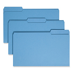 Smead Colored File Folders, 1/3-Cut Tabs: Assorted, Legal Size, 0.75" Expansion, Blue, 100/Box (SMD17043)