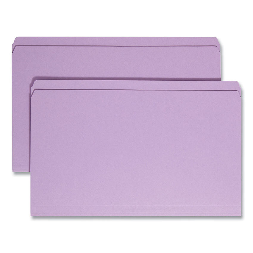 Smead Reinforced Top Tab Colored File Folders, Straight Tabs, Legal Size, 0.75" Expansion, Lavender, 100/Box (SMD17410)