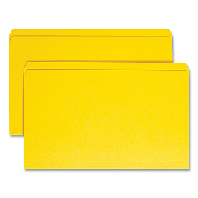 Smead Reinforced Top Tab Colored File Folders, Straight Tabs, Legal Size, 0.75" Expansion, Yellow, 100/Box (SMD17910)