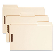 Smead SuperTab Reinforced Guide Height Fastener Folders, 14-pt Manila, 0.75" Expansion, 2 Fasteners, Legal Size, Manila, 50/Box (SMD19545)