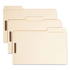 Smead SuperTab Reinforced Guide Height Fastener Folders, 14-pt Manila, 0.75" Expansion, 2 Fasteners, Legal Size, Manila, 50/Box (SMD19545)