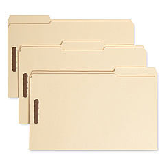 Smead Top Tab Fastener Folders, 1/3-Cut Tabs: Assorted, 0.75" Expansion, 2 Fasteners, Legal Size, Manila Exterior, 50/Box (SMD19547)