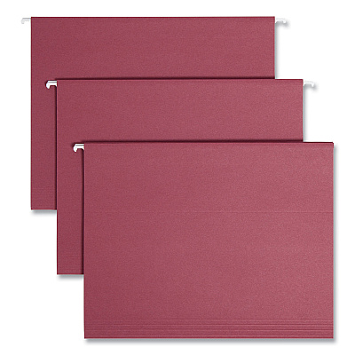 Smead Colored Hanging File Folders with 1/5 Cut Tabs, Letter Size, 1/5-Cut Tabs, Maroon, 25/Box (SMD64073)