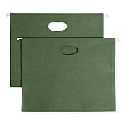 Smead 100% Recycled Hanging Pockets with Full-Height Gusset, 1 Section, 3.5" Capacity, Letter Size, Standard Green, 10/Box (SMD64226)