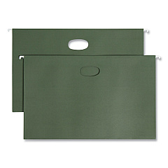 Smead Hanging Pockets with Full-Height Gusset, 1 Section, 1.75" Capacity, Legal Size, Standard Green, 25/Box (SMD64318)
