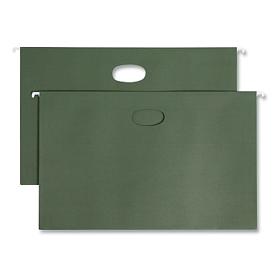Smead Hanging Pockets with Full-Height Gusset, 1 Section, 1.75" Capacity, Legal Size, Standard Green, 25/Box (SMD64318)