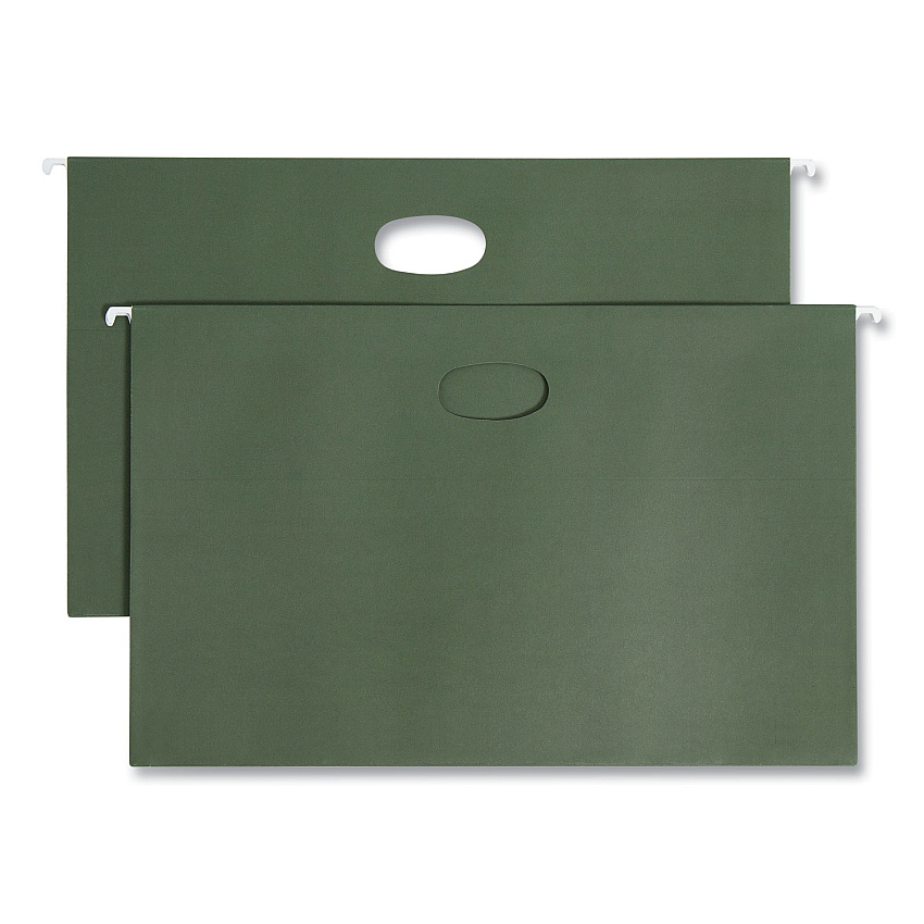 Smead Hanging Pockets with Full-Height Gusset, 1 Section, 1.75" Capacity, Legal Size, Standard Green, 25/Box (SMD64318)