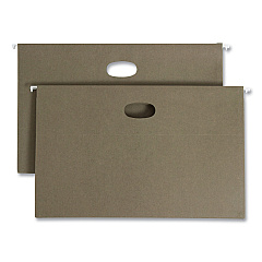 Smead 100% Recycled Hanging Pockets with Full-Height Gusset, 1 Section, 3.5" Capacity, Legal Size, Standard Green, 10/Box (SMD64326)