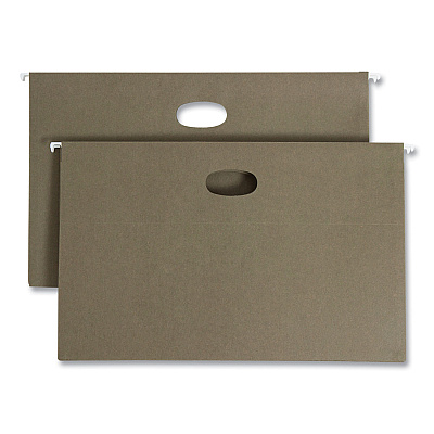 Smead 100% Recycled Hanging Pockets with Full-Height Gusset, 1 Section, 3.5" Capacity, Legal Size, Standard Green, 10/Box (SMD64326)