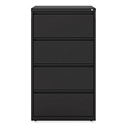 Alera Lateral File, 4 Legal/Letter-Size File Drawers, Black, 30" x 18.63" x 52.5" (ALEHLF3054BL)