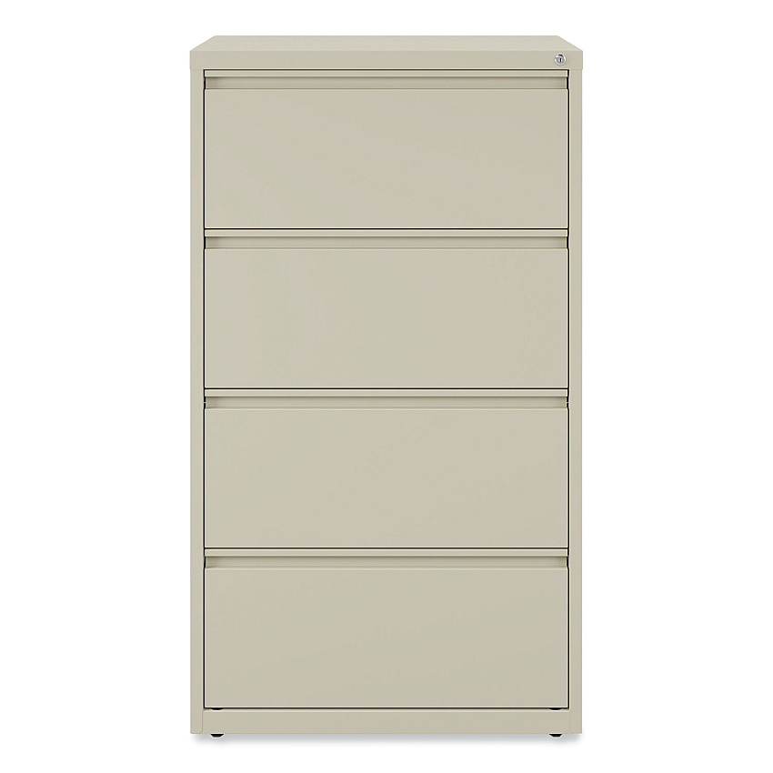 Alera Lateral File, 4 Legal/Letter-Size File Drawers, Putty, 30" x 18.63" x 52.5" (ALEHLF3054PY)
