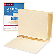 Smead Self-Adhesive Folder Dividers for Top/End Tab Folders, Prepunched for Fasteners, 1 Fastener, Letter Size, Manila, 100/Box (SMD68021)