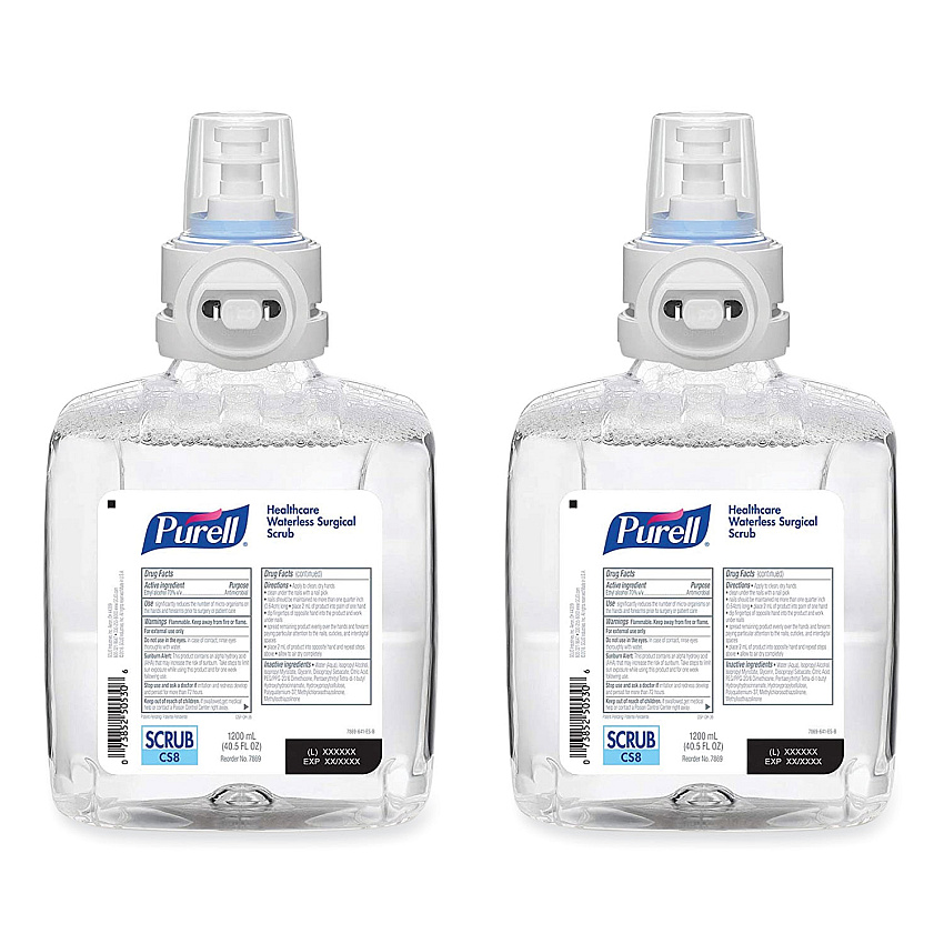 PURELL Waterless Surgical Scrub Gel Hand Sanitizer, 1,200 mL Refill Bottle, Fragrance-Free, For CS-8 Dispenser, 2/Carton (GOJ786902CT)