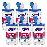 PURELL Foodservice Surface Sanitizing Wipes, 1-Ply, 10 x 7, Fragrance-Free, White, 110/Canister, 6 Canisters/Carton (GOJ934106CT)