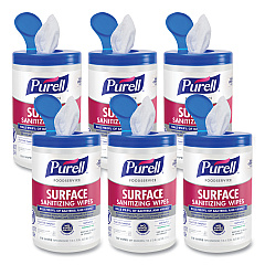 PURELL Foodservice Surface Sanitizing Wipes, 1-Ply, 10 x 7, Fragrance-Free, White, 110/Canister, 6 Canisters/Carton (GOJ934106CT)