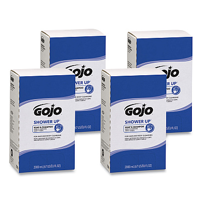 GOJO SHOWER UP Soap and Shampoo, Pleasant Scent, 2,000 mL, 4/Carton (GOJ7230)
