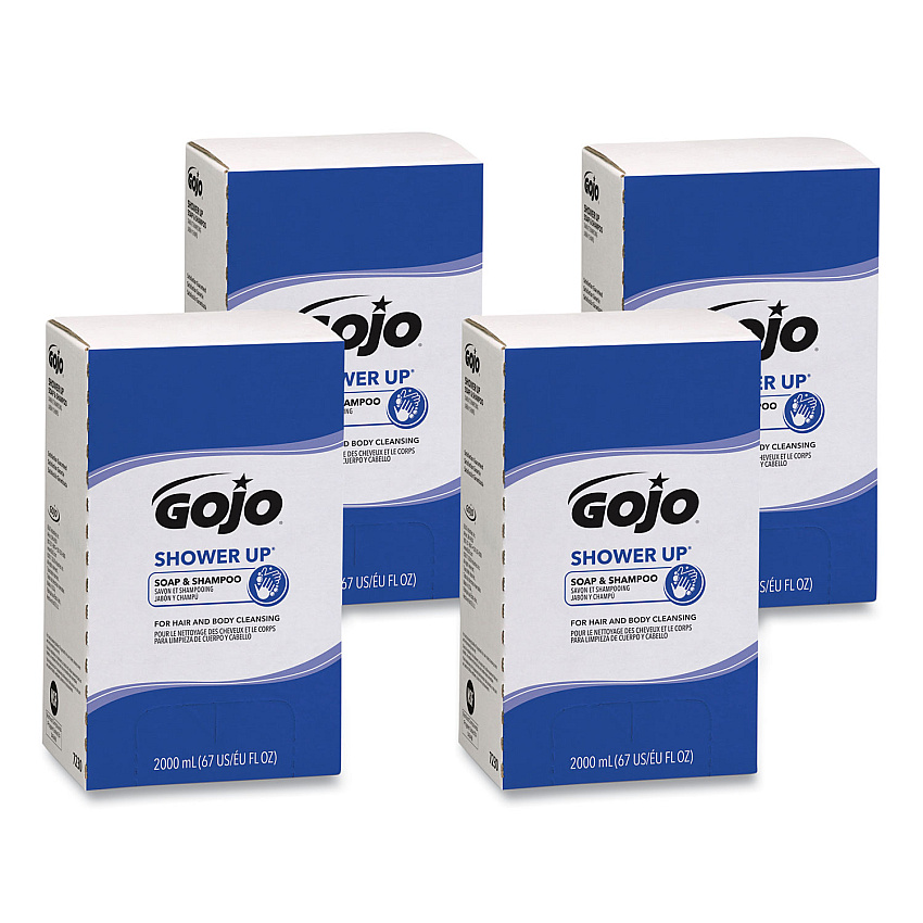GOJO SHOWER UP Soap and Shampoo, Pleasant Scent, 2,000 mL, 4/Carton (GOJ7230)