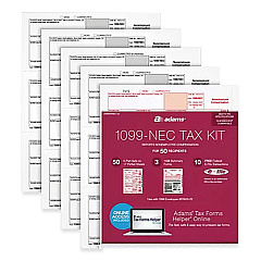 Adams 1099-NEC + 1096 Tax Form Kit with e-File, Inkjet/Laser, Fiscal Year: 2023, 5-Part, 8.5 x 3.67, 3 Forms/Sheet, 50 Forms Total (ABFSTAX550NEC22)