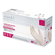 AMMEX Professional Latex Exam Gloves, Powder-Free, Medium, 4 mil (Palm), 5 mil (Fingers), Ivory, 100/Box (GPPFT44100)