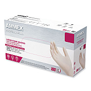 AMMEX Professional Latex Exam Gloves, Powder-Free, Large, 4 mil (Palm), 5 mil (Fingers), Ivory, 100/Box (GPPFT46100)